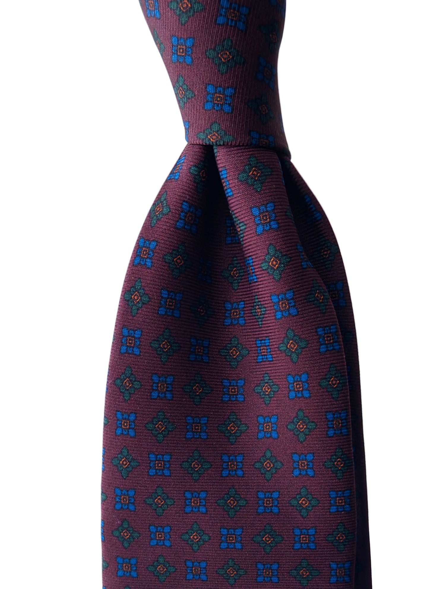 Corbata de Seda Ancient Madder Burdeos con Micropatrón Floral Geométrico