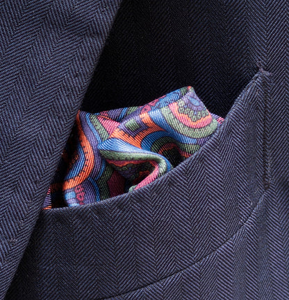Pañuelo de Seda Ancient Madder – Reversible Medallón Borgoña y Azul