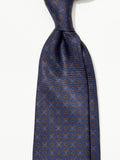Corbata de Seda Ancient Madder Azul Marino con Estampado Floral Marrón